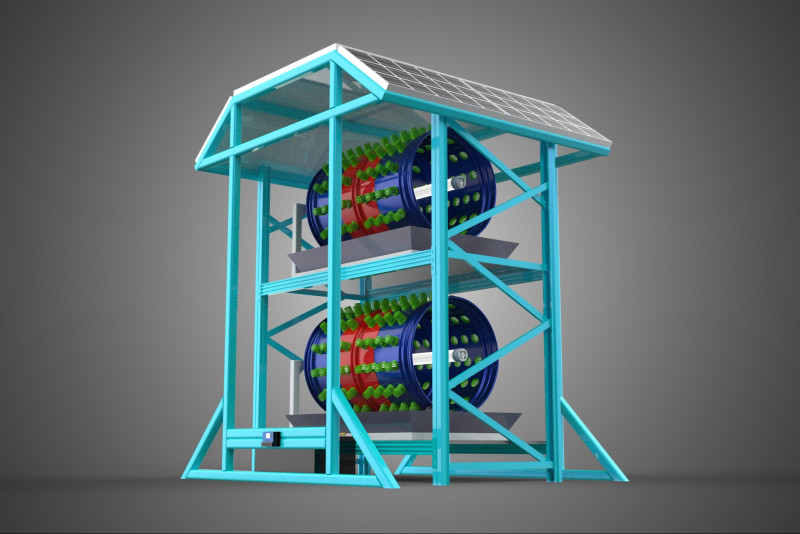 TOWER POWERED SOLAR PANEL PV ROTARY HYDROPONIC GARDEN PLANT FARM 3D Model .c4d .max .obj .3ds .fbx .stl .blend