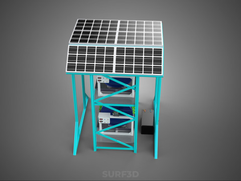TOWER POWERED SOLAR PANEL PV ROTARY HYDROPONIC GARDEN PLANT FARM 3D Model