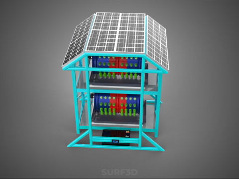 TOWER POWERED SOLAR PANEL PV ROTARY HYDROPONIC GARDEN PLANT FARM 3D Model