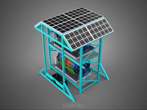 TOWER POWERED SOLAR PANEL PV ROTARY HYDROPONIC GARDEN PLANT FARM 3D Model