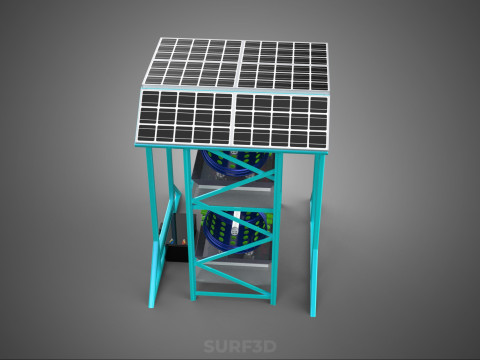 TOWER POWERED SOLAR PANEL PV ROTARY HYDROPONIC GARDEN PLANT FARM 3D Model