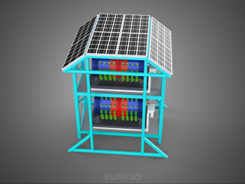 TOWER POWERED SOLAR PANEL PV ROTARY HYDROPONIC GARDEN PLANT FARM 3D Model