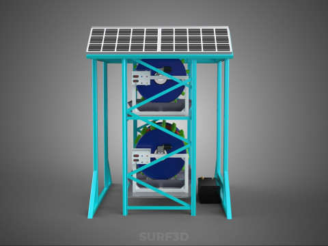 TOWER POWERED SOLAR PANEL PV ROTARY HYDROPONIC GARDEN PLANT FARM 3D Model