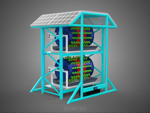 TOWER POWERED SOLAR PANEL PV ROTARY HYDROPONIC GARDEN PLANT FARM 3D Model