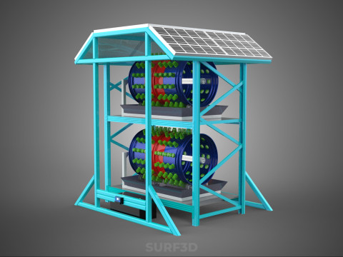 TOWER POWERED SOLAR PANEL PV ROTARY HYDROPONIC GARDEN PLANT FARM 3D Model