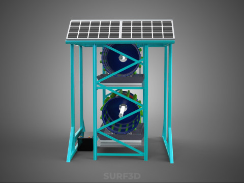 TOWER POWERED SOLAR PANEL PV ROTARY HYDROPONIC GARDEN PLANT FARM 3D Model