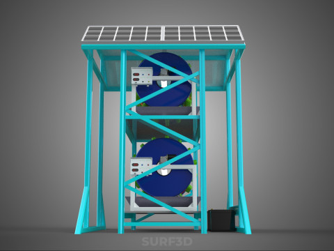 TOWER POWERED SOLAR PANEL PV ROTARY HYDROPONIC GARDEN PLANT FARM 3D Model