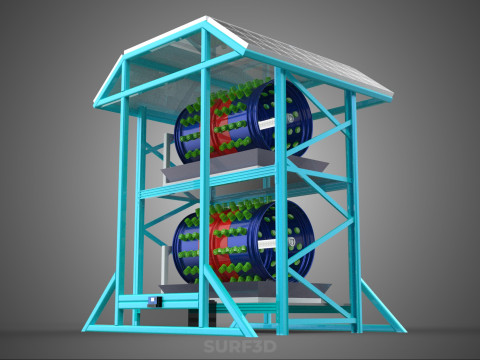 TOWER POWERED SOLAR PANEL PV ROTARY HYDROPONIC GARDEN PLANT FARM 3D Model