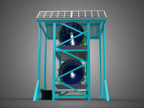 TOWER POWERED SOLAR PANEL PV ROTARY HYDROPONIC GARDEN PLANT FARM 3D Model