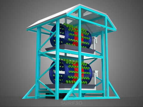 TOWER POWERED SOLAR PANEL PV ROTARY HYDROPONIC GARDEN PLANT FARM 3D Model