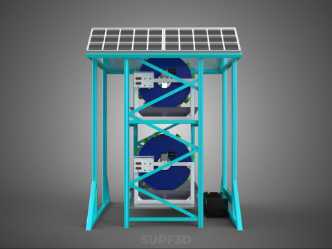 TOWER POWERED SOLAR PANEL PV ROTARY HYDROPONIC GARDEN PLANT FARM 3D Model