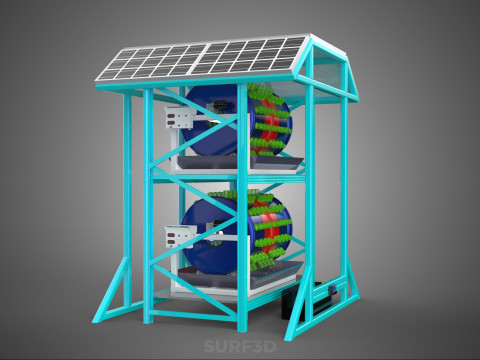 TOWER POWERED SOLAR PANEL PV ROTARY HYDROPONIC GARDEN PLANT FARM 3D Model