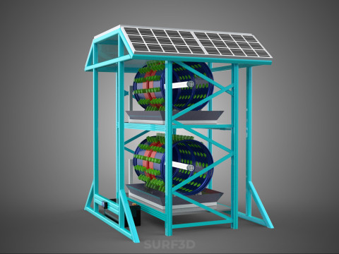 TOWER POWERED SOLAR PANEL PV ROTARY HYDROPONIC GARDEN PLANT FARM 3D Model
