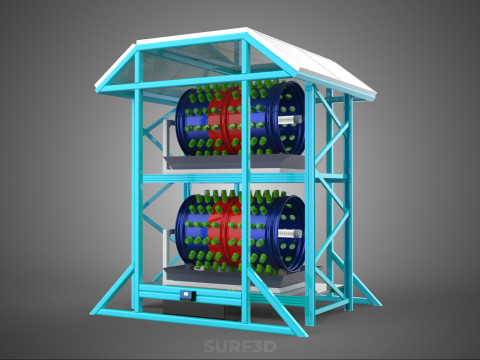 TOWER POWERED SOLAR PANEL PV ROTARY HYDROPONIC GARDEN PLANT FARM 3D Model