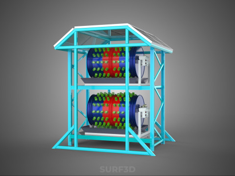 TOWER POWERED SOLAR PANEL PV ROTARY HYDROPONIC GARDEN PLANT FARM 3D Model