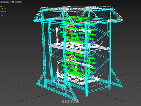 TOWER POWERED SOLAR PANEL PV ROTARY HYDROPONIC GARDEN PLANT FARM 3D Model