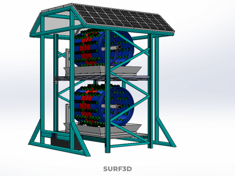 TOWER POWERED SOLAR PANEL PV ROTARY HYDROPONIC GARDEN PLANT FARM 3D Model