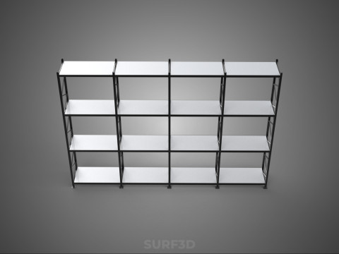 INDUSTRIAL WAREHOUSE METAL SHELVING ORGANIZED STORAGE RACK SHELF 3D Модель