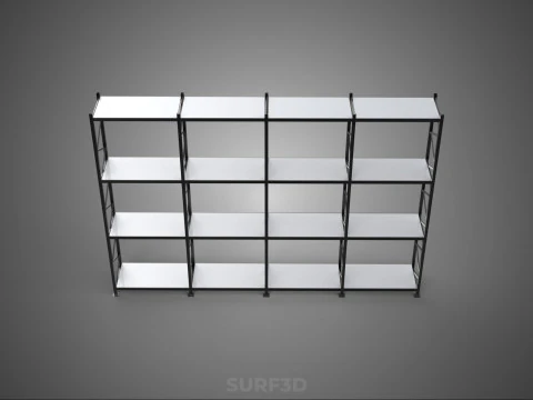 INDUSTRIAL WAREHOUSE METAL SHELVING ORGANIZED STORAGE RACK SHELF 3D Model