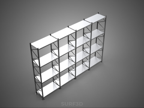 INDUSTRIAL WAREHOUSE METAL SHELVING ORGANIZED STORAGE RACK SHELF 3D Модель