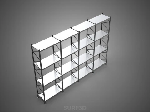 INDUSTRIAL WAREHOUSE METAL SHELVING ORGANIZED STORAGE RACK SHELF 3D Model