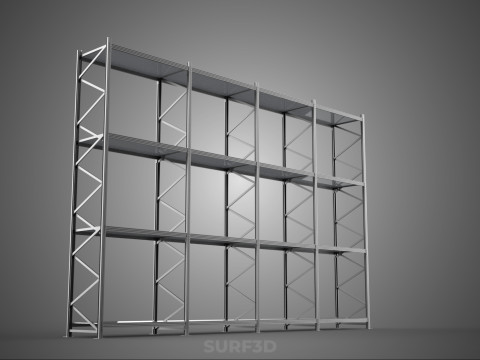 INDUSTRIAL WAREHOUSE METAL SHELVING ORGANIZED STORAGE RACK SHELF 3D Модель