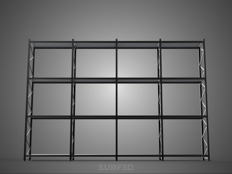 INDUSTRIAL WAREHOUSE METAL SHELVING ORGANIZED STORAGE RACK SHELF 3D Модель