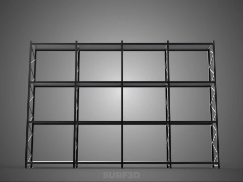 INDUSTRIAL WAREHOUSE METAL SHELVING ORGANIZED STORAGE RACK SHELF 3D Model