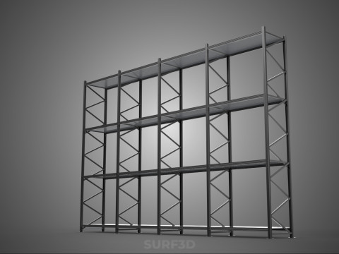 INDUSTRIAL WAREHOUSE METAL SHELVING ORGANIZED STORAGE RACK SHELF 3D Модель