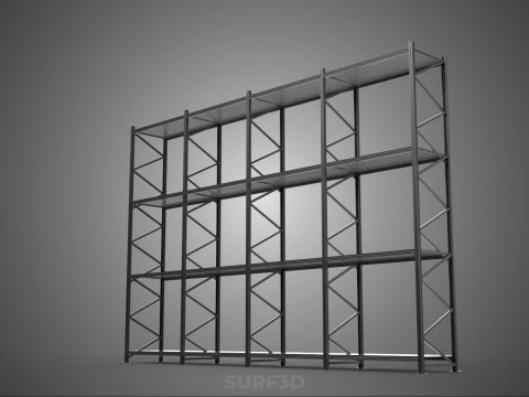 INDUSTRIAL WAREHOUSE METAL SHELVING ORGANIZED STORAGE RACK SHELF 3D Model