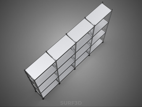 INDUSTRIAL WAREHOUSE METAL SHELVING ORGANIZED STORAGE RACK SHELF 3D Модель