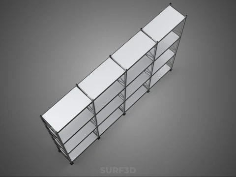 INDUSTRIAL WAREHOUSE METAL SHELVING ORGANIZED STORAGE RACK SHELF 3D Model