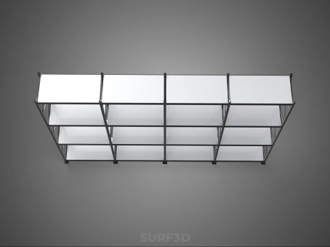 INDUSTRIAL WAREHOUSE METAL SHELVING ORGANIZED STORAGE RACK SHELF 3D Model