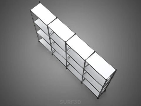 INDUSTRIAL WAREHOUSE METAL SHELVING ORGANIZED STORAGE RACK SHELF 3D Model