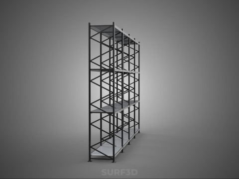 INDUSTRIAL WAREHOUSE METAL SHELVING ORGANIZED STORAGE RACK SHELF 3D Модель