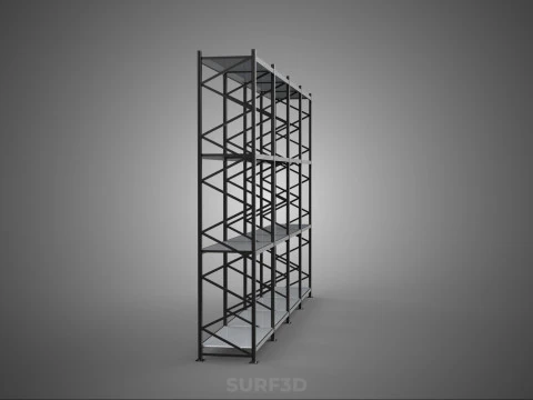 INDUSTRIAL WAREHOUSE METAL SHELVING ORGANIZED STORAGE RACK SHELF 3D Model