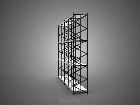 INDUSTRIAL WAREHOUSE METAL SHELVING ORGANIZED STORAGE RACK SHELF 3D Модель