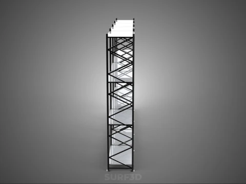 INDUSTRIAL WAREHOUSE METAL SHELVING ORGANIZED STORAGE RACK SHELF 3D Model