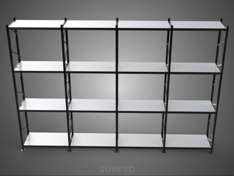 INDUSTRIAL WAREHOUSE METAL SHELVING ORGANIZED STORAGE RACK SHELF 3D Модель