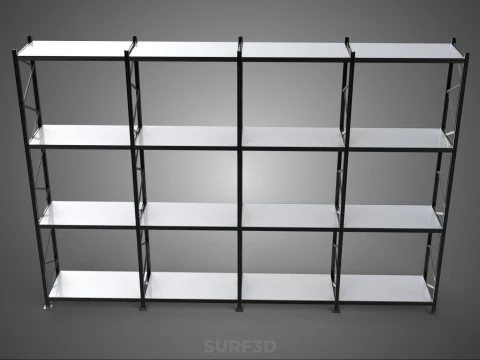 INDUSTRIAL WAREHOUSE METAL SHELVING ORGANIZED STORAGE RACK SHELF 3D Model