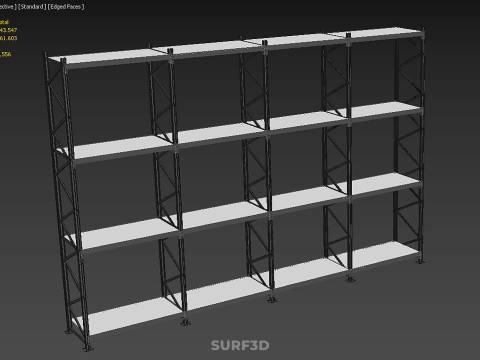 INDUSTRIAL WAREHOUSE METAL SHELVING ORGANIZED STORAGE RACK SHELF 3D Модель