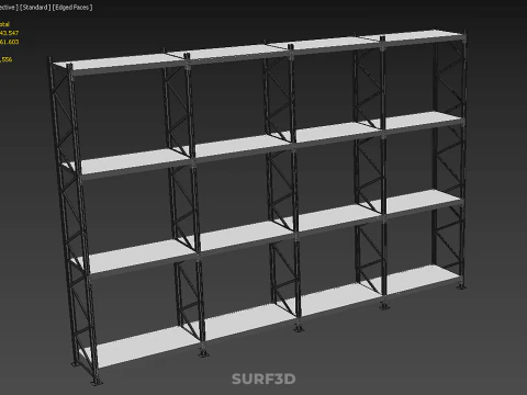 INDUSTRIAL WAREHOUSE METAL SHELVING ORGANIZED STORAGE RACK SHELF 3D Model
