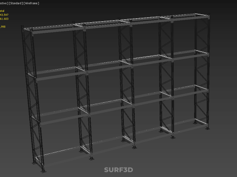 INDUSTRIAL WAREHOUSE METAL SHELVING ORGANIZED STORAGE RACK SHELF 3D Модель