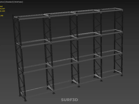 INDUSTRIAL WAREHOUSE METAL SHELVING ORGANIZED STORAGE RACK SHELF 3D Model