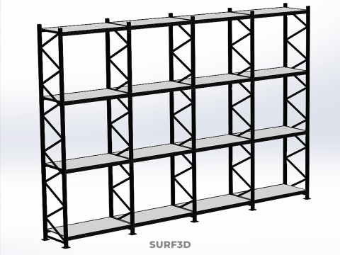 INDUSTRIAL WAREHOUSE METAL SHELVING ORGANIZED STORAGE RACK SHELF 3D Модель