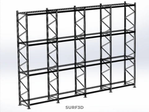 INDUSTRIAL WAREHOUSE METAL SHELVING ORGANIZED STORAGE RACK SHELF 3D Model