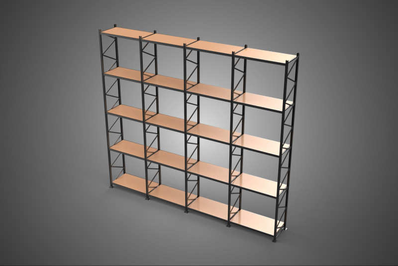STEEL WOOD WAREHOUSE METAL SHELVING ORGANIZED STORAGE RACK SHELF 3D Model .c4d .max .obj .3ds .fbx .stl .blend