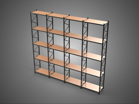 STEEL WOOD WAREHOUSE METAL SHELVING ORGANIZED STORAGE RACK SHELF Model 3D