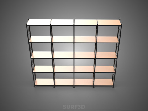 STEEL WOOD WAREHOUSE METAL SHELVING ORGANIZED STORAGE RACK SHELF 3D Model