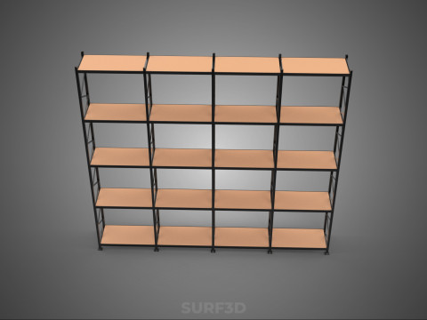 STEEL WOOD WAREHOUSE METAL SHELVING ORGANIZED STORAGE RACK SHELF 3D Model
